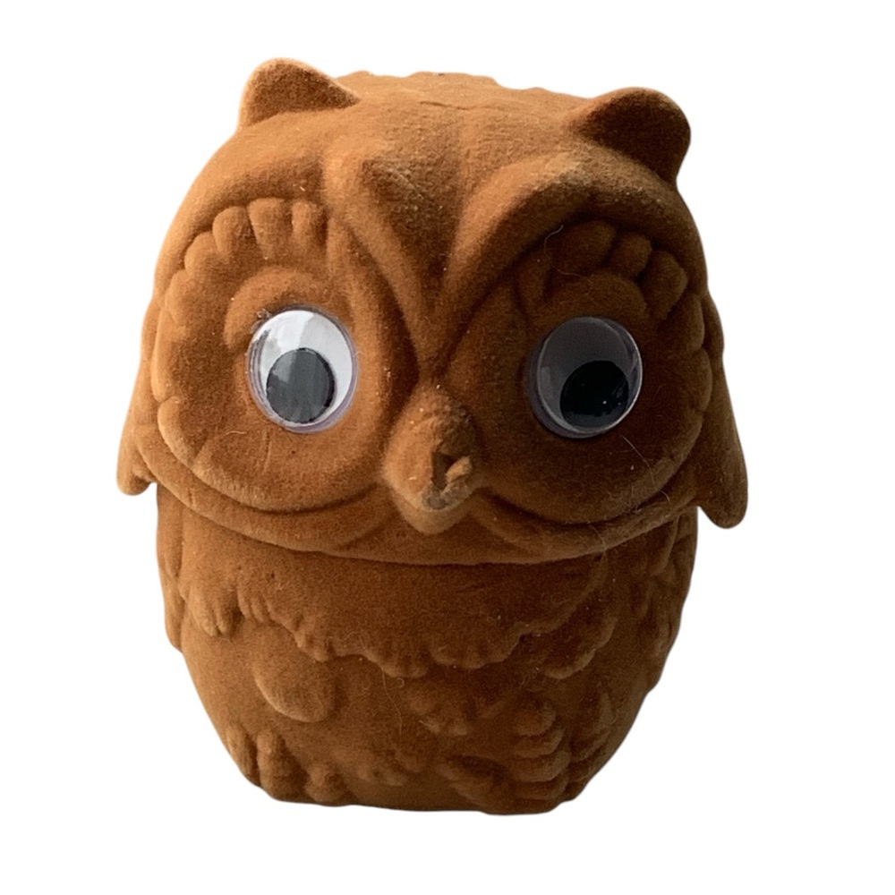 Velvet Flocked Brown Owl Jewelry Gift Box Ring Box Necklace Box Keepsake Bird
